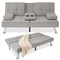 Best Choice Products Modern Linen Convertible Futon Sofa Bed w/ Removable Armrests, Metal Legs, Cupholders